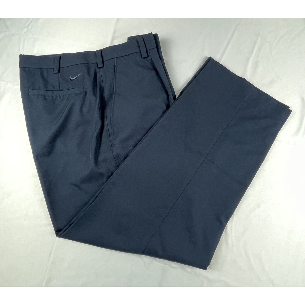 NIKE GOLF PANTS MENS 35X30 NAVY PLEATED BLUE DRI FIT 391965-414 PERFORMACE STRET